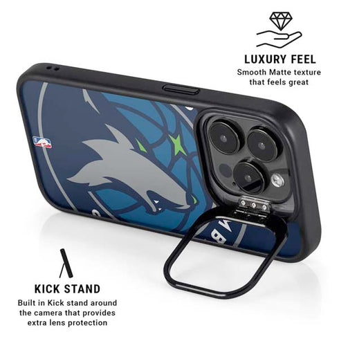 NBA Minnesota Timberwolves Large Logo iPhone 15 Pro Kickstand Case